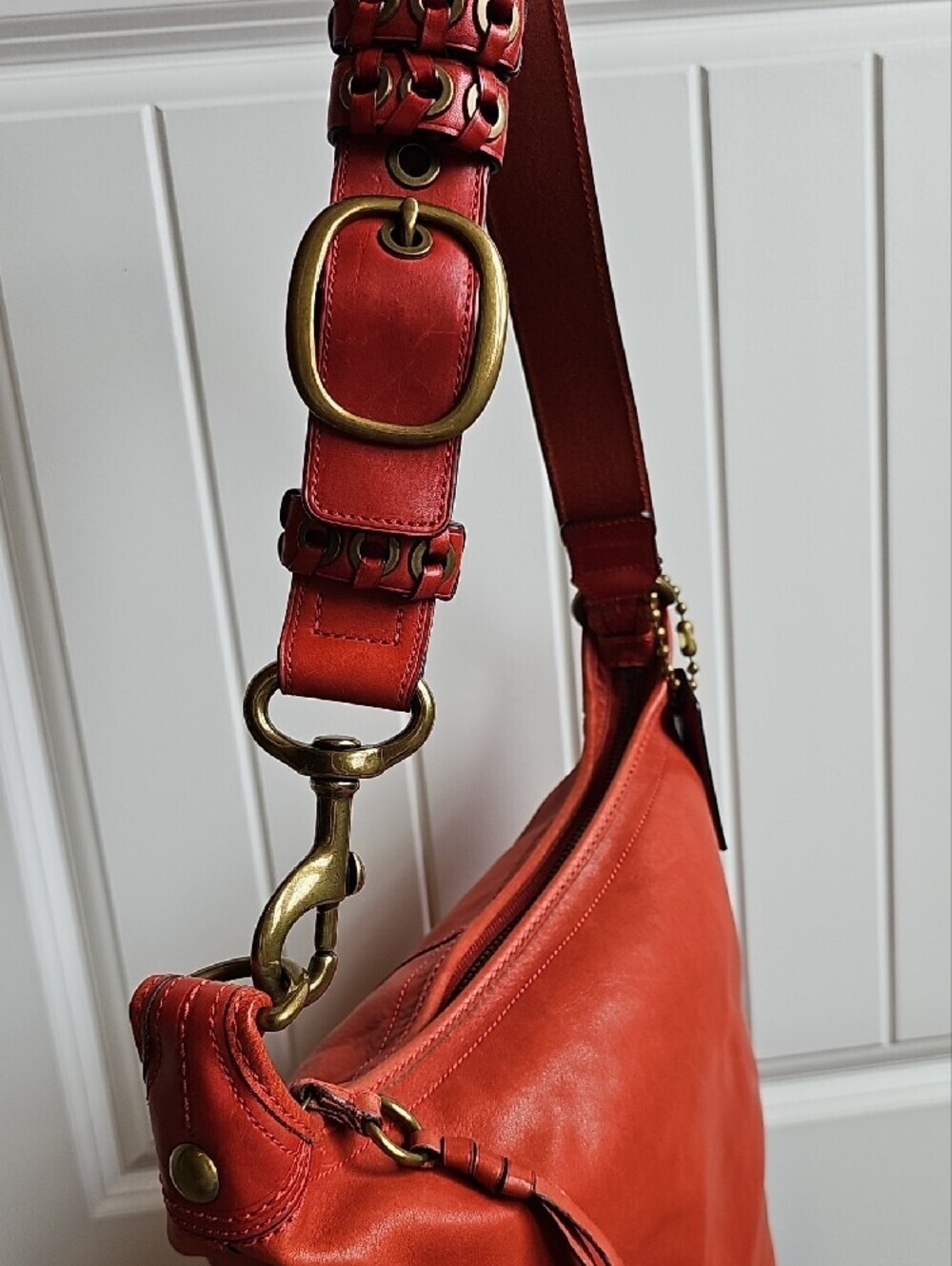 Coach 2007 Bleecker Tattersall Large XL Duffel Bucket Bag Vermilion 11423 Rare - Picture 6 of 12
